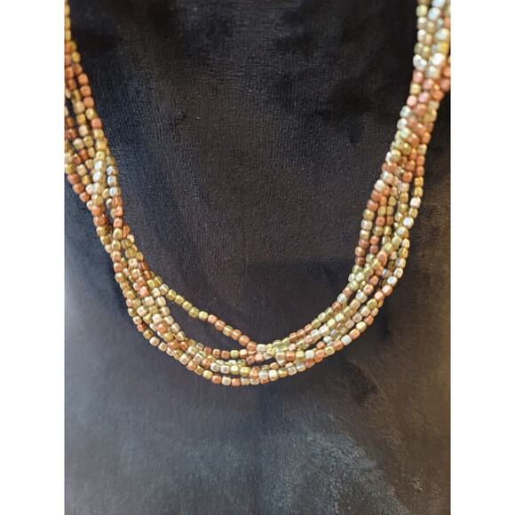 Women's Multicolor Beaded Layered Necklace With Lobster Clasp Lightweight - Picture 3 of 7